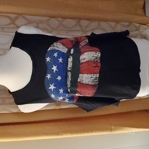 American Flag Bling Lips Crop Top